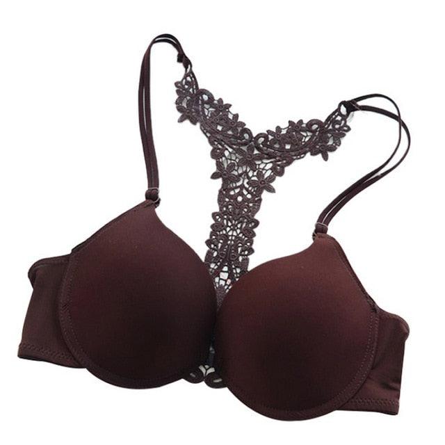 Women Gentle Bra - Front Cross Buckle Lace Bra - Push Up Underwear - Female Bras 75-85B (2U27)
