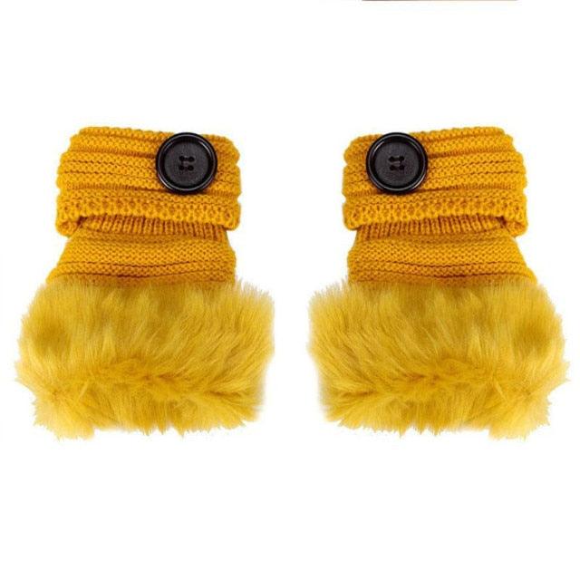 Great Women's Gloves - Warm Winter Faux Rabbit Fur Wrist Fingerless Gloves (3U87)