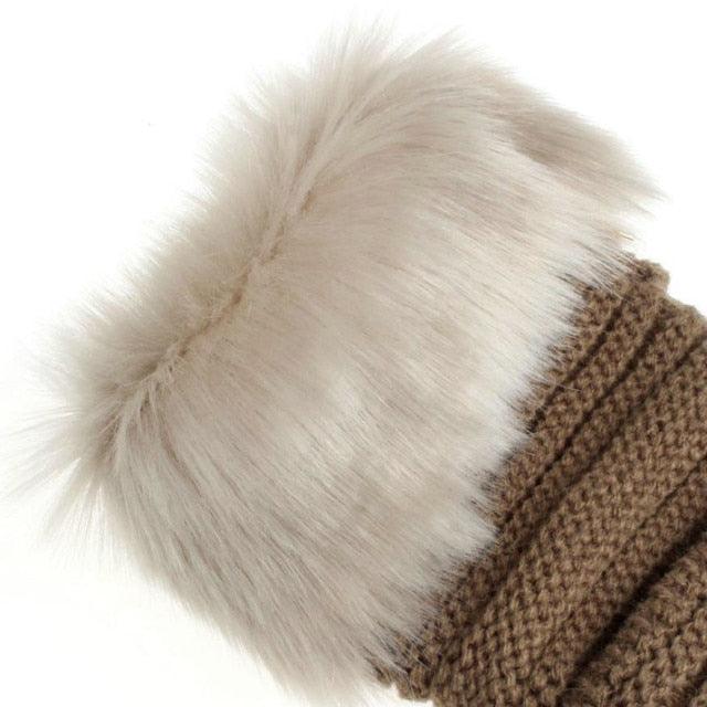 Great Women's Gloves - Warm Winter Faux Rabbit Fur Wrist Fingerless Gloves (3U87)