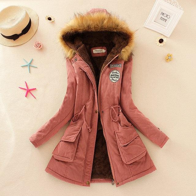Beautiful Women Long Faux Fur winter Coats - Sleeve Hooded Neck Zipper Button Coat - Plus Size - Casual Warm Female Outwear (4U23)(4U20)