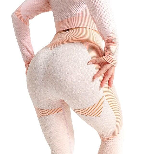 Women Long Sleeve Yoga Set - Gym Zippered Clothes - Fitness Crop Top + High Waist Seamless Leggings - 2Pcs Sport Suit (1U24)