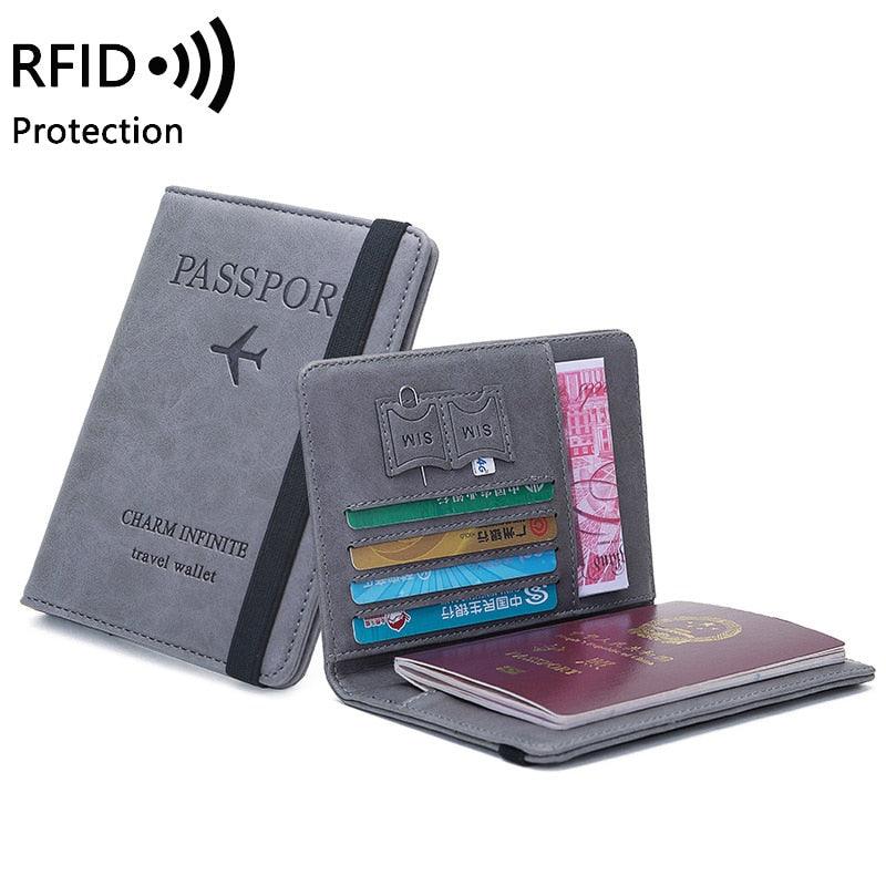 Vintage Business Passport Covers Holder - Multi-Function ID Bank Card PU Leather Wallet Case - Travel Accessories (D79)(LT8)