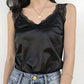 Women Satin Tank Top - Summer Lace Patchwork - Casual Tank Top - Solid Color Sleeveless Shirt Camisole (TB3)