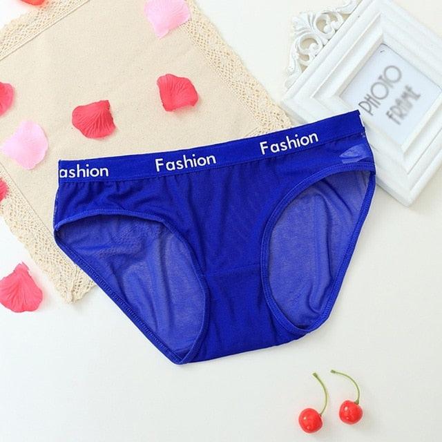 Women's Seamless Mesh Briefs - Sexy Low Rise Underwear - Breathable Plus Size Panties (1U28)