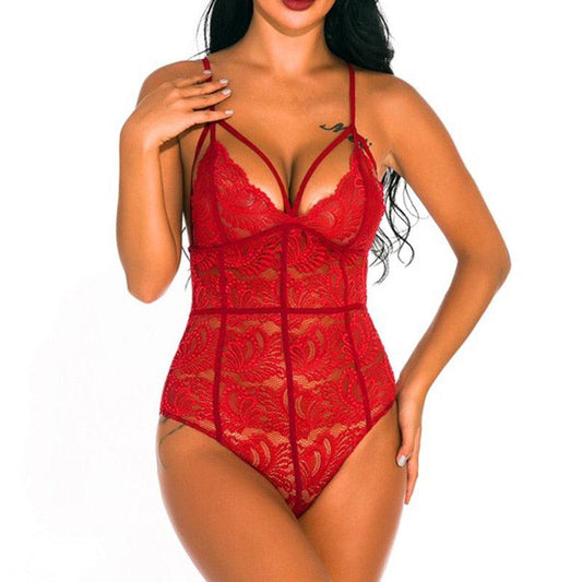 Women Sexy Casual Mesh Patchwork Lingerie - Full Lace Decoration Exotic Bodysuits (2U29)