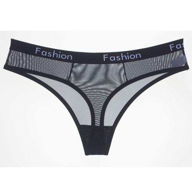 Women Sexy Transparent Panties - Mesh Printing Letters Low Waist Seamless G-String Panties (3U28)