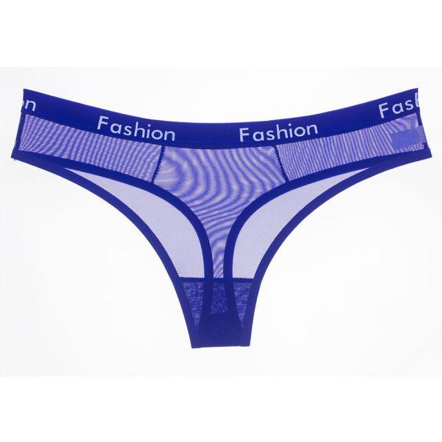 Women Sexy Transparent Panties - Mesh Printing Letters Low Waist Seamless G-String Panties (3U28)