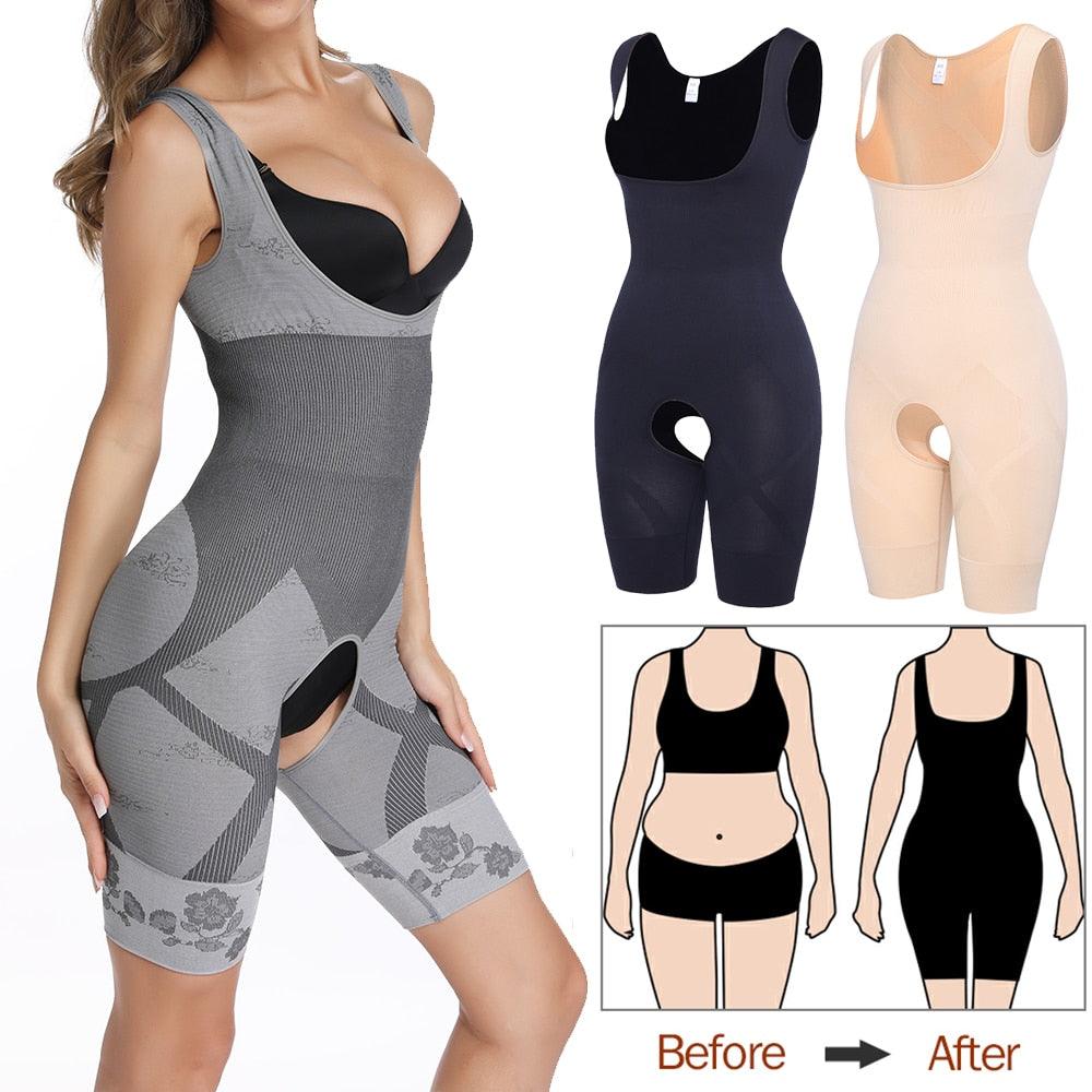 Women Tummy Control Shapewear With Lace Open Crotch Body Shaper