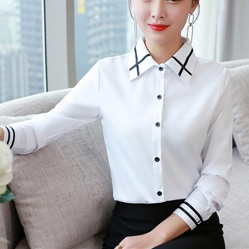 Women Elegant Shirts - Plus Size Fashion Women Striped Blouses Shirts (TB4)(F19)