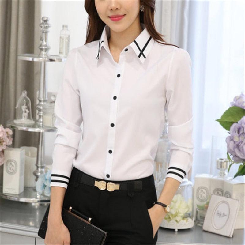 Women Elegant Shirts - Plus Size Fashion Women Striped Blouses Shirts (TB4)(F19)