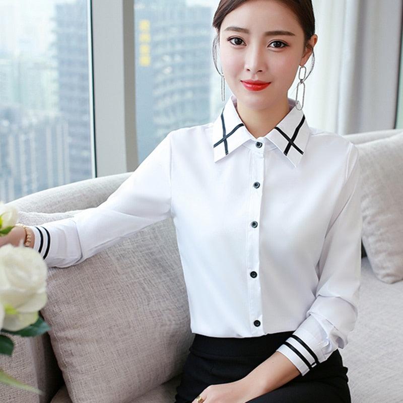 Women Elegant Shirts - Plus Size Fashion Women Striped Blouses Shirts (TB4)(F19)
