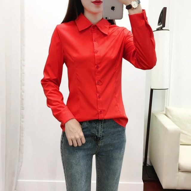 Women Cotton Tops Shirts - Long Sleeve Ladies Shirts - Plus Size 5XL Women Blouses (TB4)