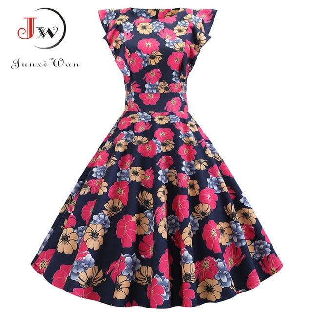 Gorgeous Women Summer Dress - Rockabilly Pinup Party Dress - Plus Size Casual Elegant Floral Dress (WSO4)(WSO3)(WS06)(F18)