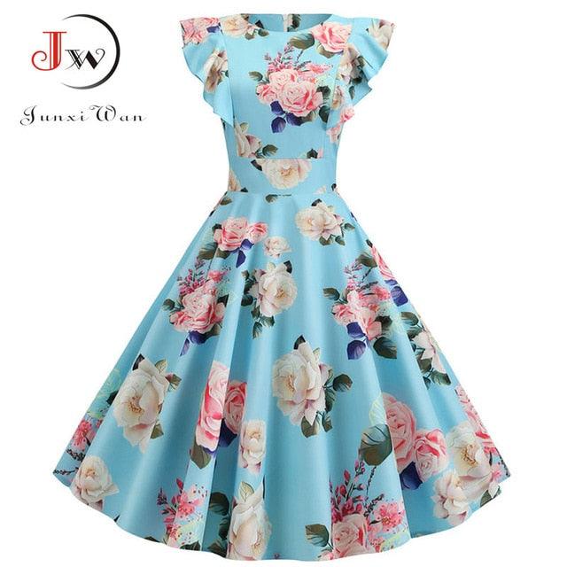 Gorgeous Women Summer Dress - Rockabilly Pinup Party Dress - Plus Size Casual Elegant Floral Dress (WSO4)(WSO3)(WS06)(F18)