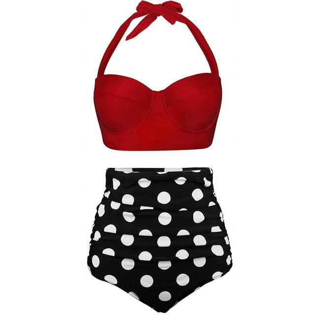 Nice Women Swimwear - Bikini Set - Dot Print Swimsuit - Summer Swimming Female Beachwear (4U26)