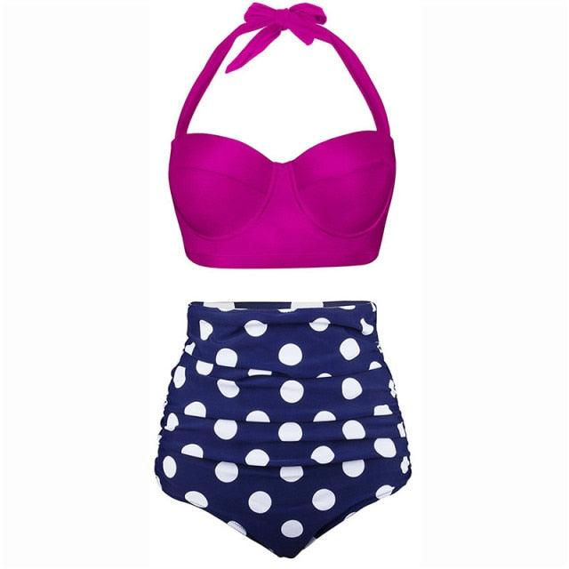 Nice Women Swimwear - Bikini Set - Dot Print Swimsuit - Summer Swimming Female Beachwear (4U26)