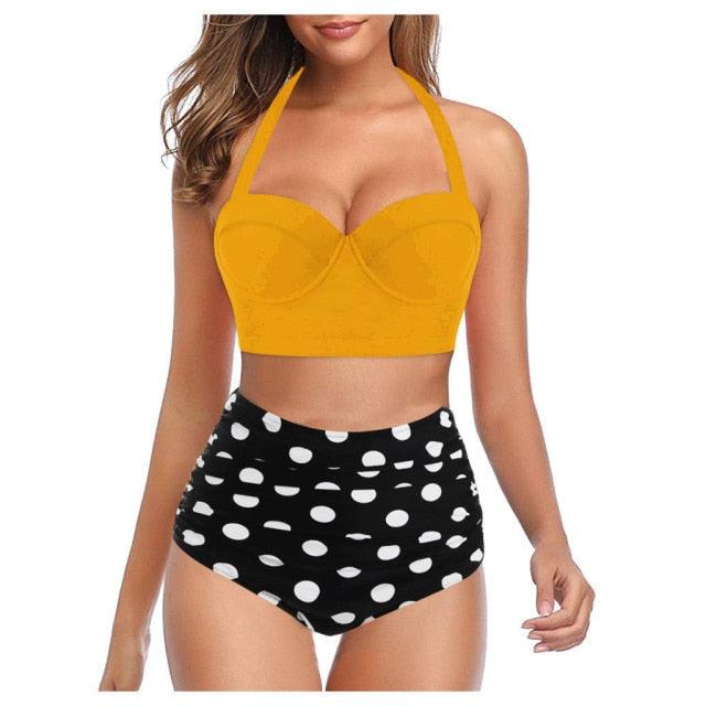 Nice Women Swimwear - Bikini Set - Dot Print Swimsuit - Summer Swimming Female Beachwear (4U26)