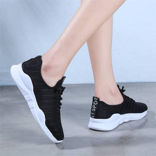 Summer Mesh Breathable Sneakers - Female Lace Up Solid Sports Shoes - Fashion Casual Footwear (2U41)