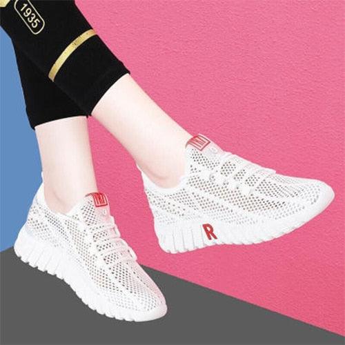 Summer Mesh Breathable Sneakers - Female Lace Up Solid Sports Shoes - Fashion Casual Footwear (2U41)