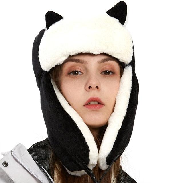 Women's Winter Thicken Plush Trapper Hat - Cute Outdoor (WH7)(F87)
