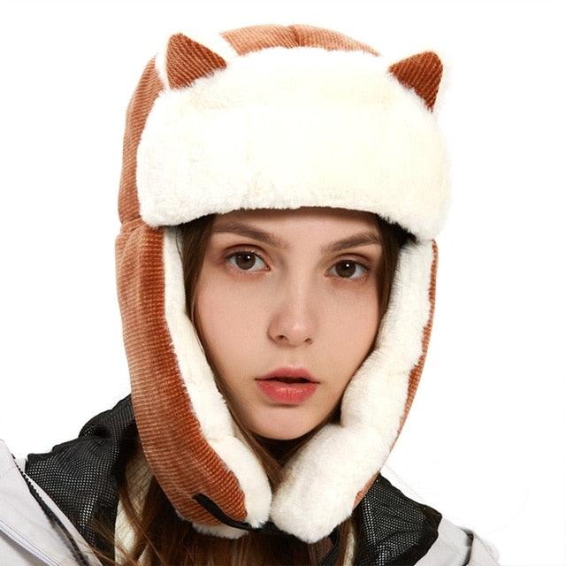 Women's Winter Thicken Plush Trapper Hat - Cute Outdoor (WH7)(F87)