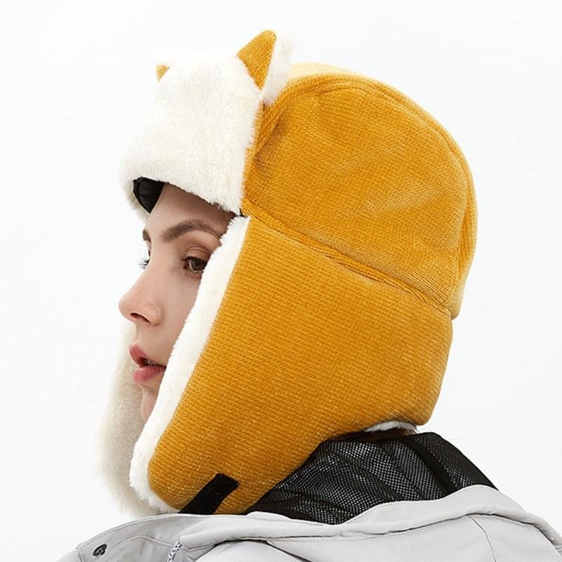 Women's Winter Thicken Plush Trapper Hat - Cute Outdoor (WH7)(F87)