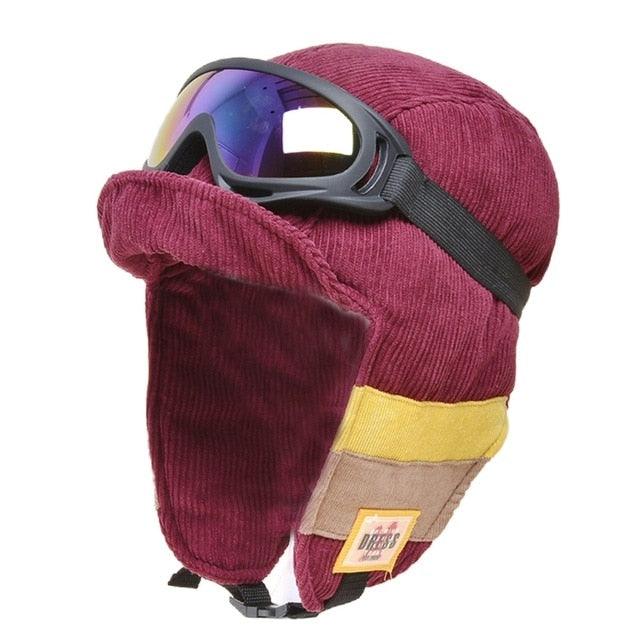 Amazing Women's Winter Warm Velvet Reversible Trapper - With Detachable Goggles Windproof Thermal (WH7)
