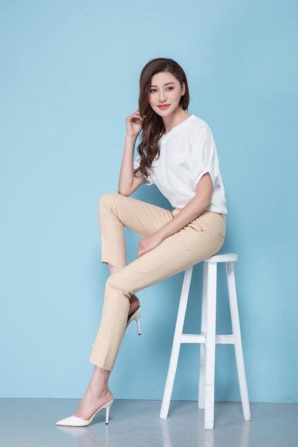 Trending Women's Casual Office Work Pants - Fashion Plus Size Women Trousers - Stretch Pencil Pants (BP)(BCD3)