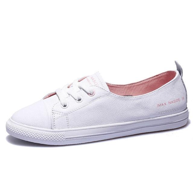 Trending Women's Genuine Leather Sneakers - Fashionable Sports Shoes - Summer Flat (BWS7)(FS)