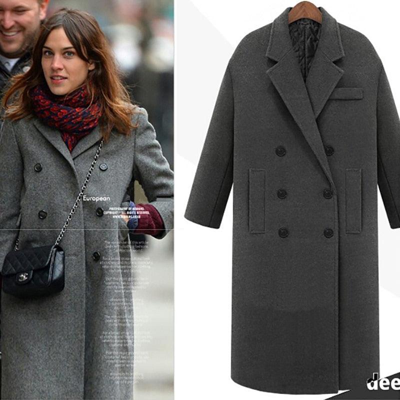 Women's Jackets - Winter Female Coat - Autumn Wool Casual Vintage Outwear - Solid Thick V Neck Coat (TB8A)(TB8B)(TP3)(F20)