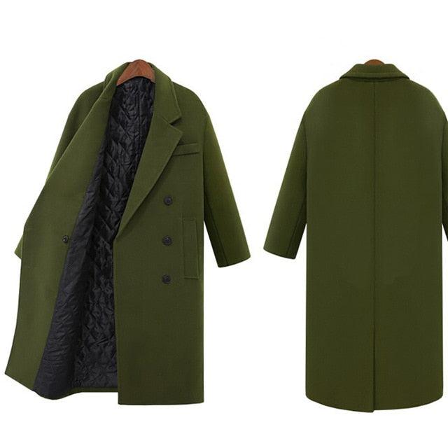 Women's Jackets - Winter Female Coat - Autumn Wool Casual Vintage Outwear - Solid Thick V Neck Coat (TB8A)(TB8B)(TP3)(F20)