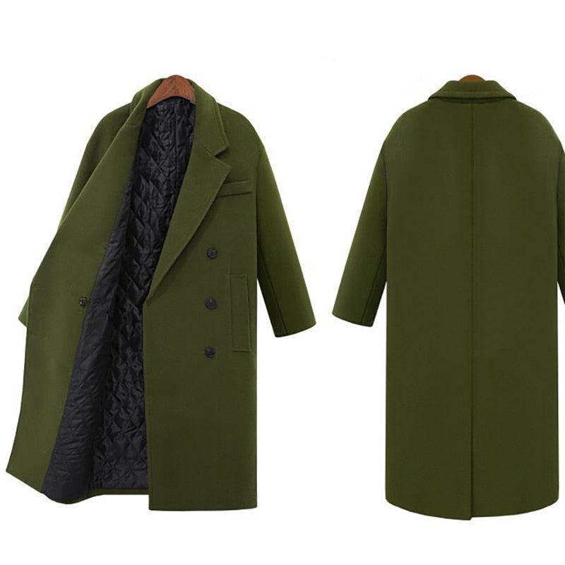 Women's Jackets - Winter Female Coat - Autumn Wool Casual Vintage Outwear - Solid Thick V Neck Coat (TB8A)(TB8B)(TP3)(F20)