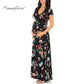 Women's Maternity Long Dress - Floral Printed V Neck Summer Pregnancy Dresses For Pregnant Women (Z7)(1Z1)(2Z1)(4Z1)(5Z1)(7Z1)