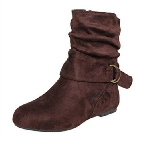 Women's Pleated Ankle Boots - Autumn Winter Ladies Soft Zip Short Boots (2U38)(2U107)(2U36)