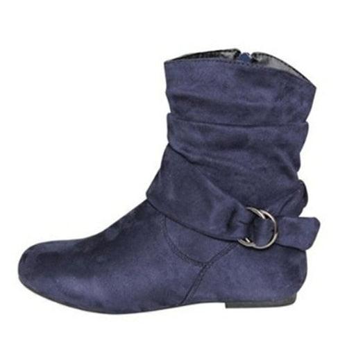 Women's Pleated Ankle Boots - Autumn Winter Ladies Soft Zip Short Boots (2U38)(2U107)(2U36)