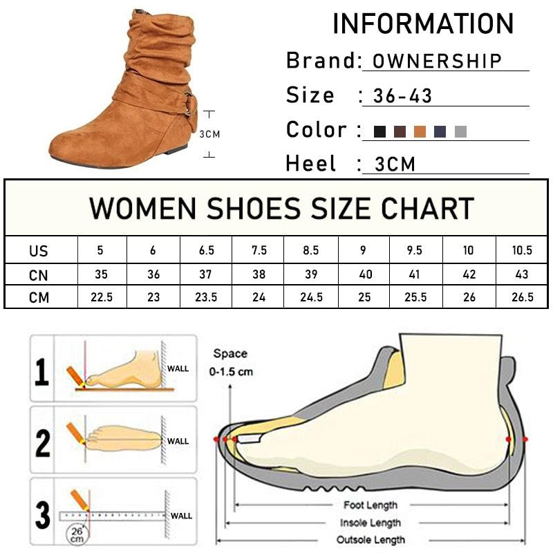 Women's Pleated Ankle Boots - Autumn Winter Ladies Soft Zip Short Boots (2U38)(2U107)(2U36)