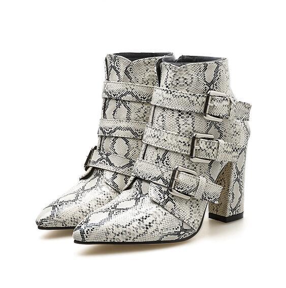 Women's Pointed Toe Thick Heel Ankle Boots (D38)D36)(BB1)(BB2)(WO4)(CD)