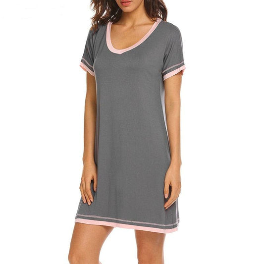 Cute Women’s Sexy V-neck Nightgown - Cotton Nightshirt Casual Sleepwear - Female Nightwear Sleep Shirt (ZP2)