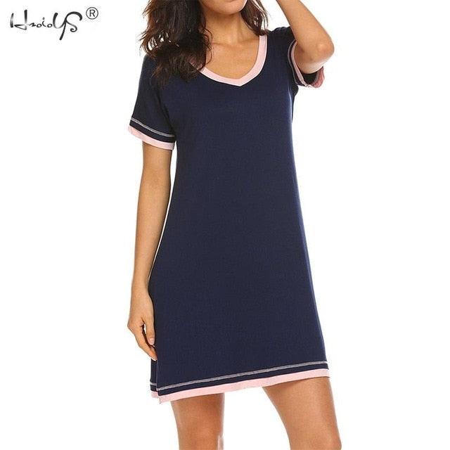 Cute Women’s Sexy V-neck Nightgown - Cotton Nightshirt Casual Sleepwear - Female Nightwear Sleep Shirt (ZP2)