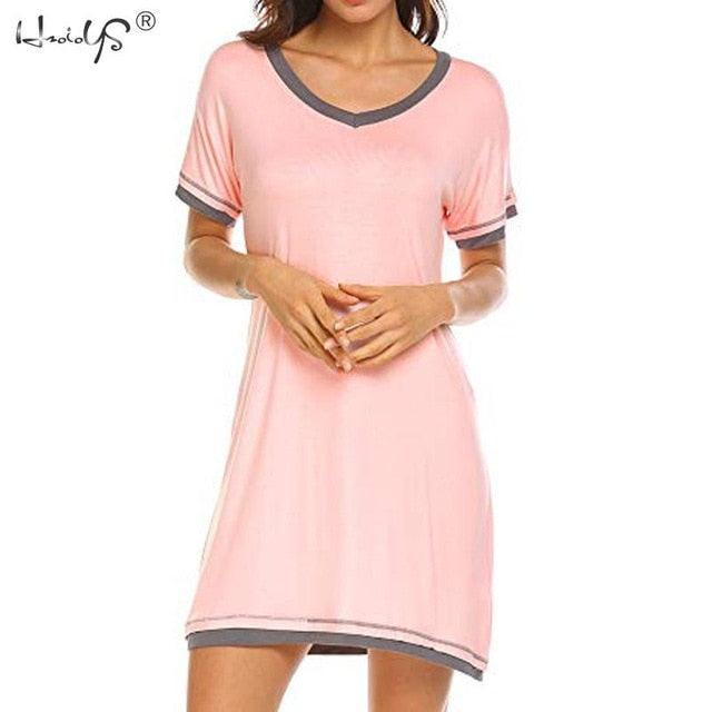 Cute Women’s Sexy V-neck Nightgown - Cotton Nightshirt Casual Sleepwear - Female Nightwear Sleep Shirt (ZP2)