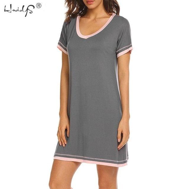 Cute Women’s Sexy V-neck Nightgown - Cotton Nightshirt Casual Sleepwear - Female Nightwear Sleep Shirt (ZP2)