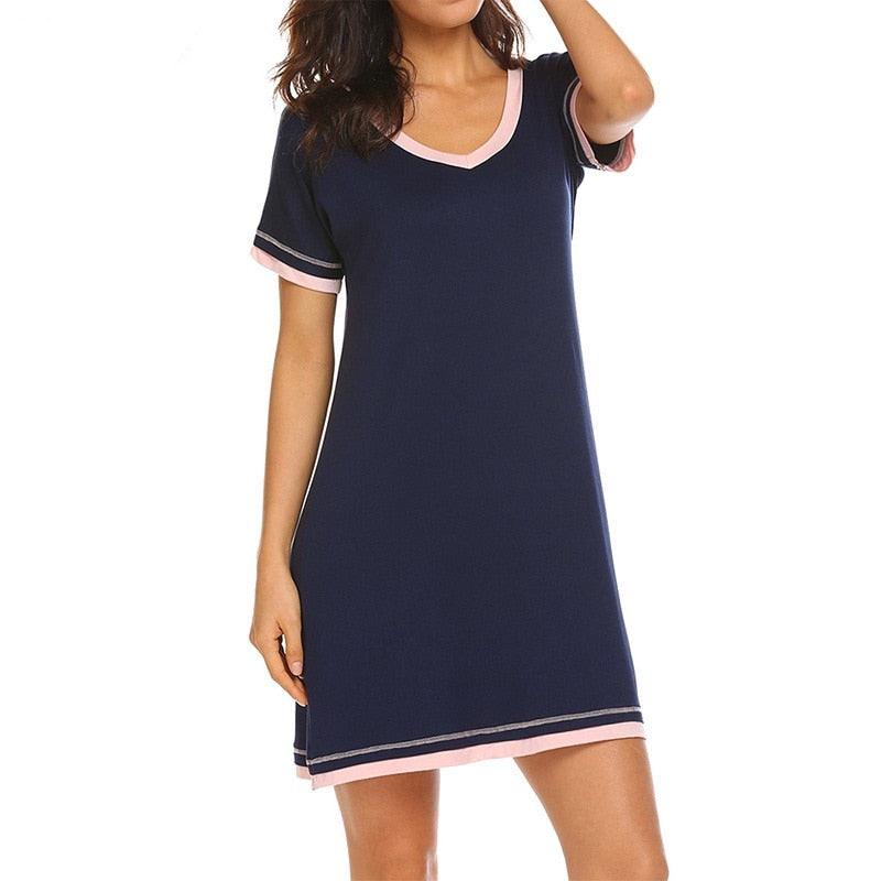 Cute Women’s Sexy V-neck Nightgown - Cotton Nightshirt Casual Sleepwear - Female Nightwear Sleep Shirt (ZP2)