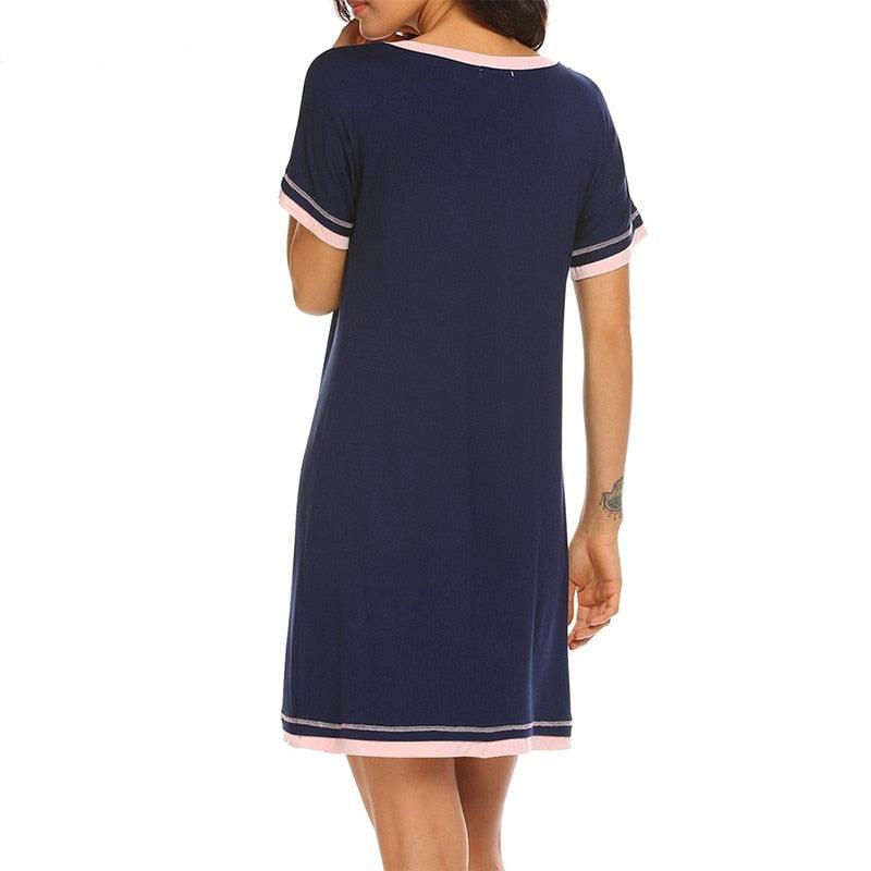 Cute Women’s Sexy V-neck Nightgown - Cotton Nightshirt Casual Sleepwear - Female Nightwear Sleep Shirt (ZP2)