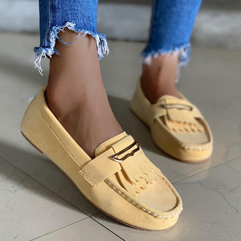Gorgeous Women's Tassel Flats Autumn Loafers Comfortable Shoes - Slip On Footwear (3U40)