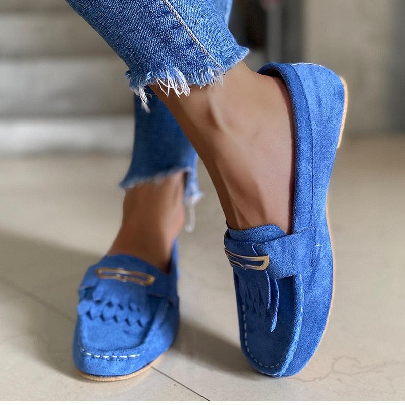 Gorgeous Women's Tassel Flats Autumn Loafers Comfortable Shoes - Slip On Footwear (3U40)
