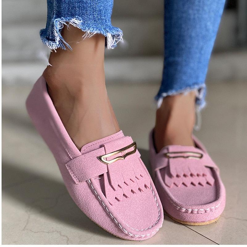 Gorgeous Women's Tassel Flats Autumn Loafers Comfortable Shoes - Slip On Footwear (3U40)