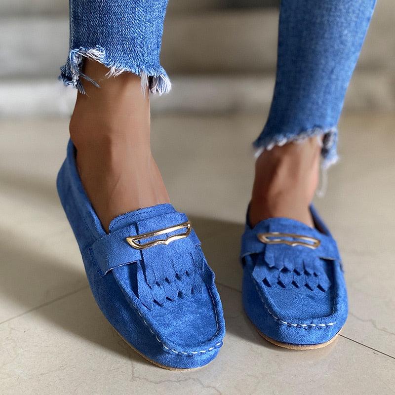 Gorgeous Women's Tassel Flats Autumn Loafers Comfortable Shoes - Slip On Footwear (3U40)