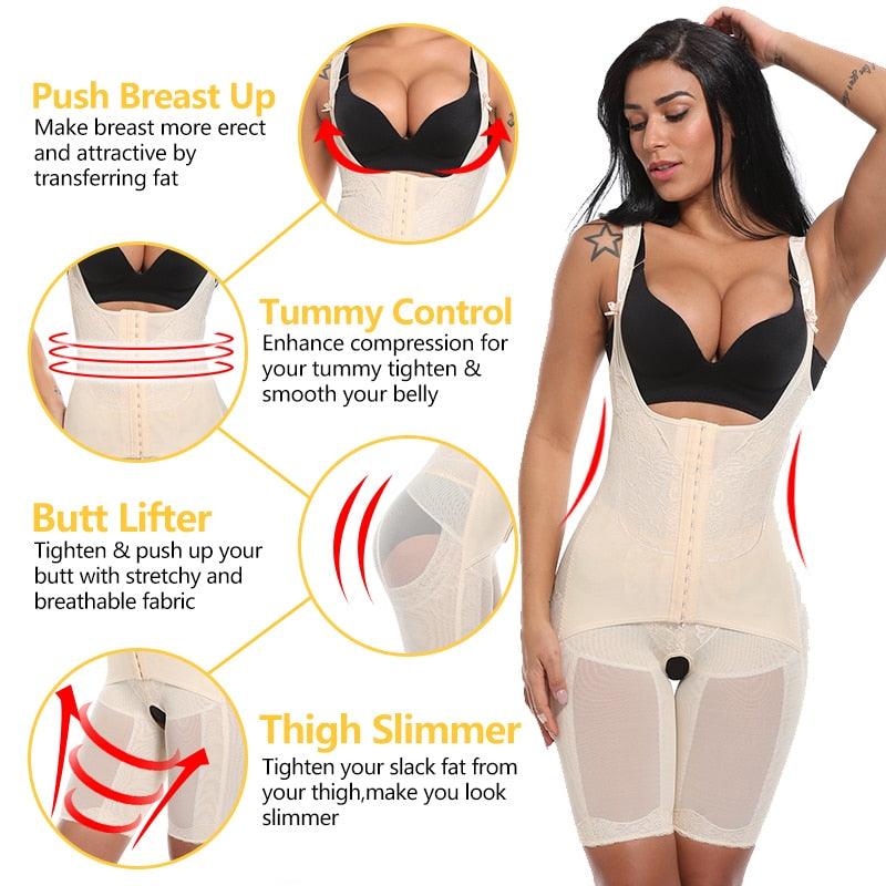 Gorgeous Women's Waist Trainer Shapewear Bodysuit - Postparto Recovery Full Body Shaper Tummy Control Slimming Fajas Colombianas (FHW1)