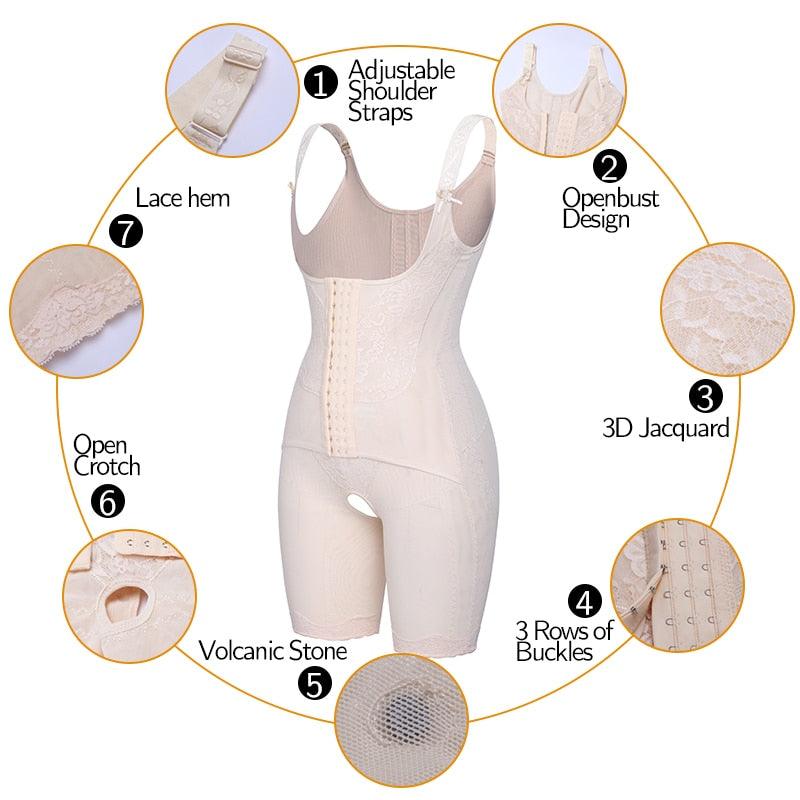 Gorgeous Women's Waist Trainer Shapewear Bodysuit - Postparto Recovery Full Body Shaper Tummy Control Slimming Fajas Colombianas (FHW1)