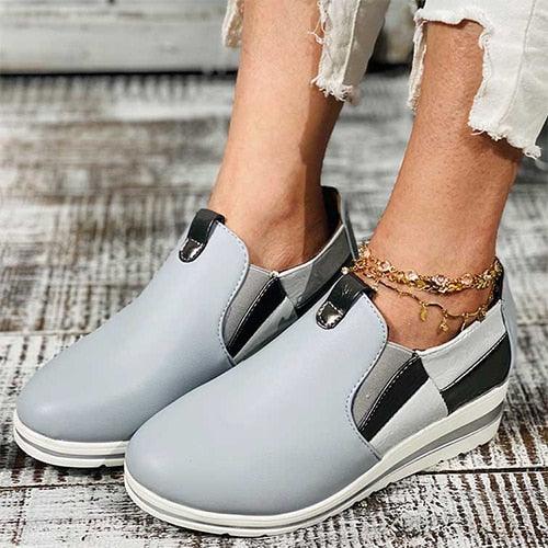 Great Women's Flat Loafers Ladies PU Leather Sneakers - Mixed Colors Autumn Fashion Shoes (3U40)